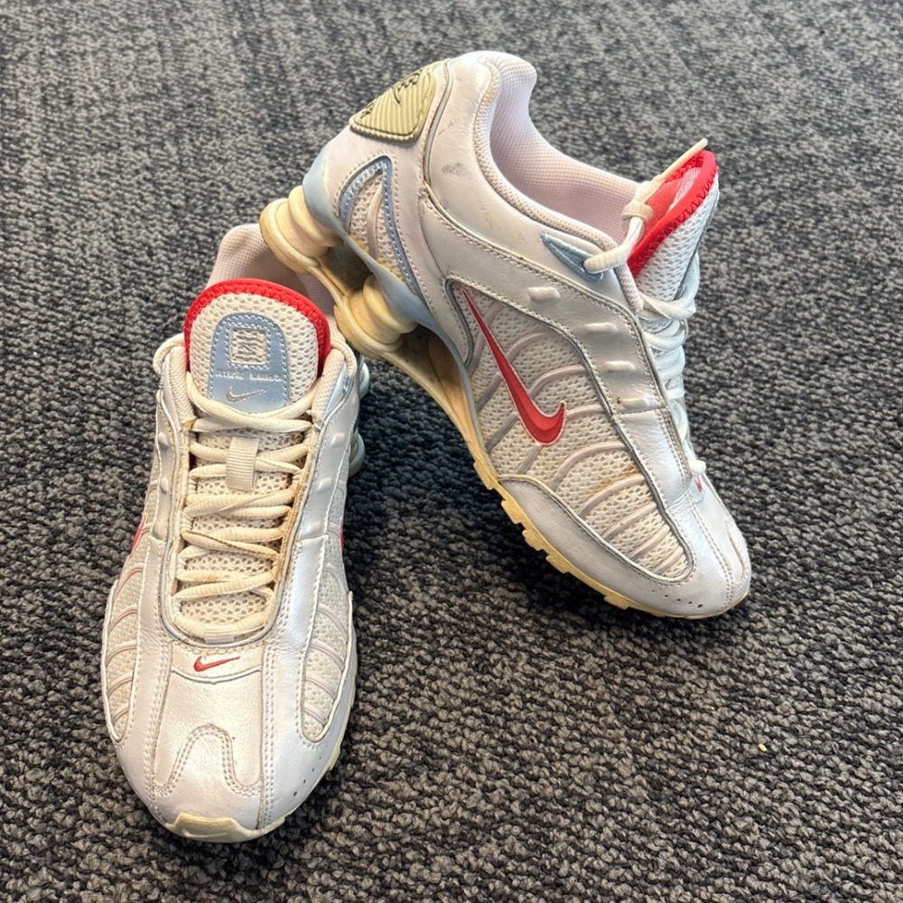 Nike Shox R4 Silver Red Blue 316719-164 Mens 7 Vintage 2008 Running Shoes